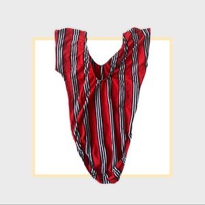 Vintage vibrant cap sleeve stripped bodysuit!